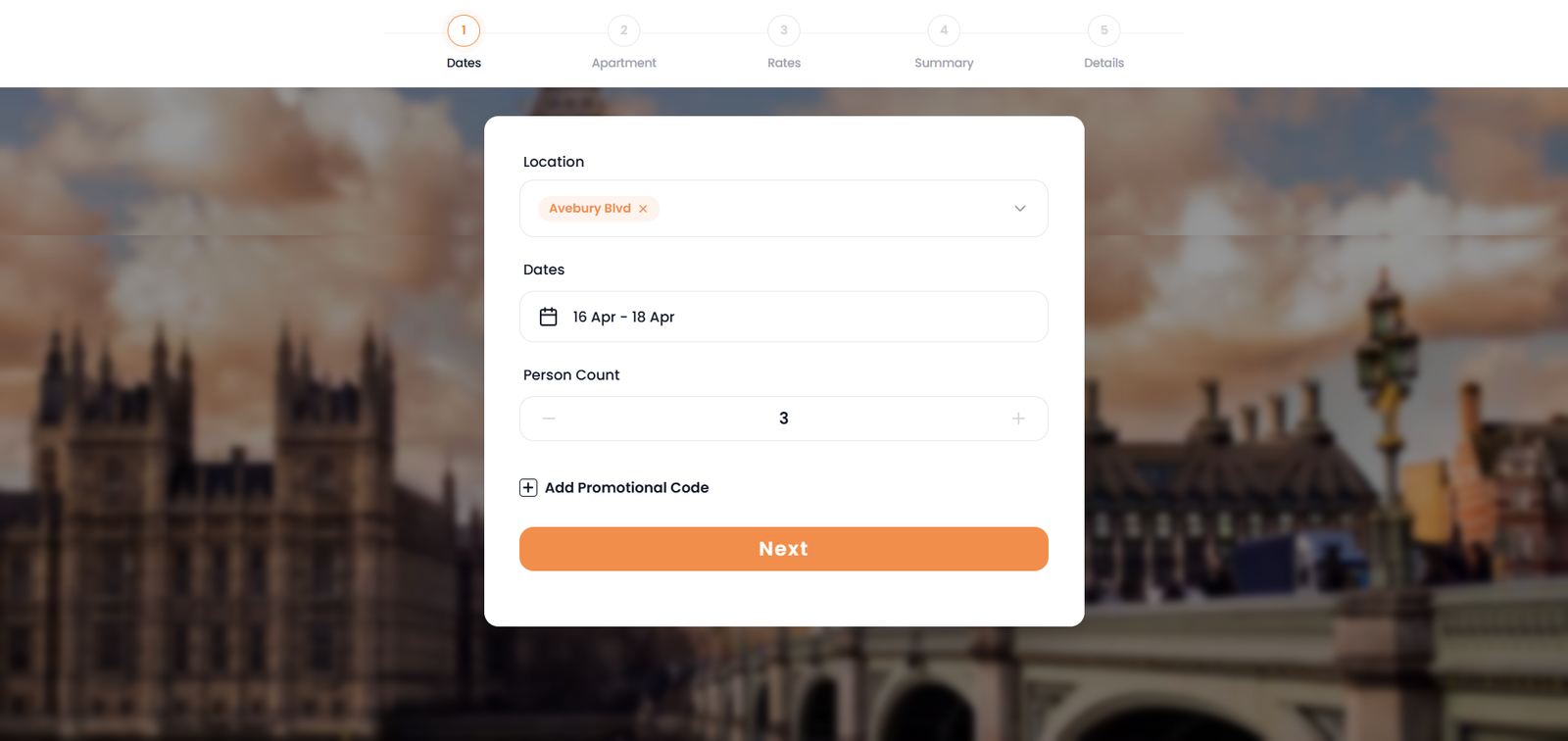 Guests House Booking homepage screenshot
